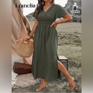 SHEIN Green Slit Maxi Sundress